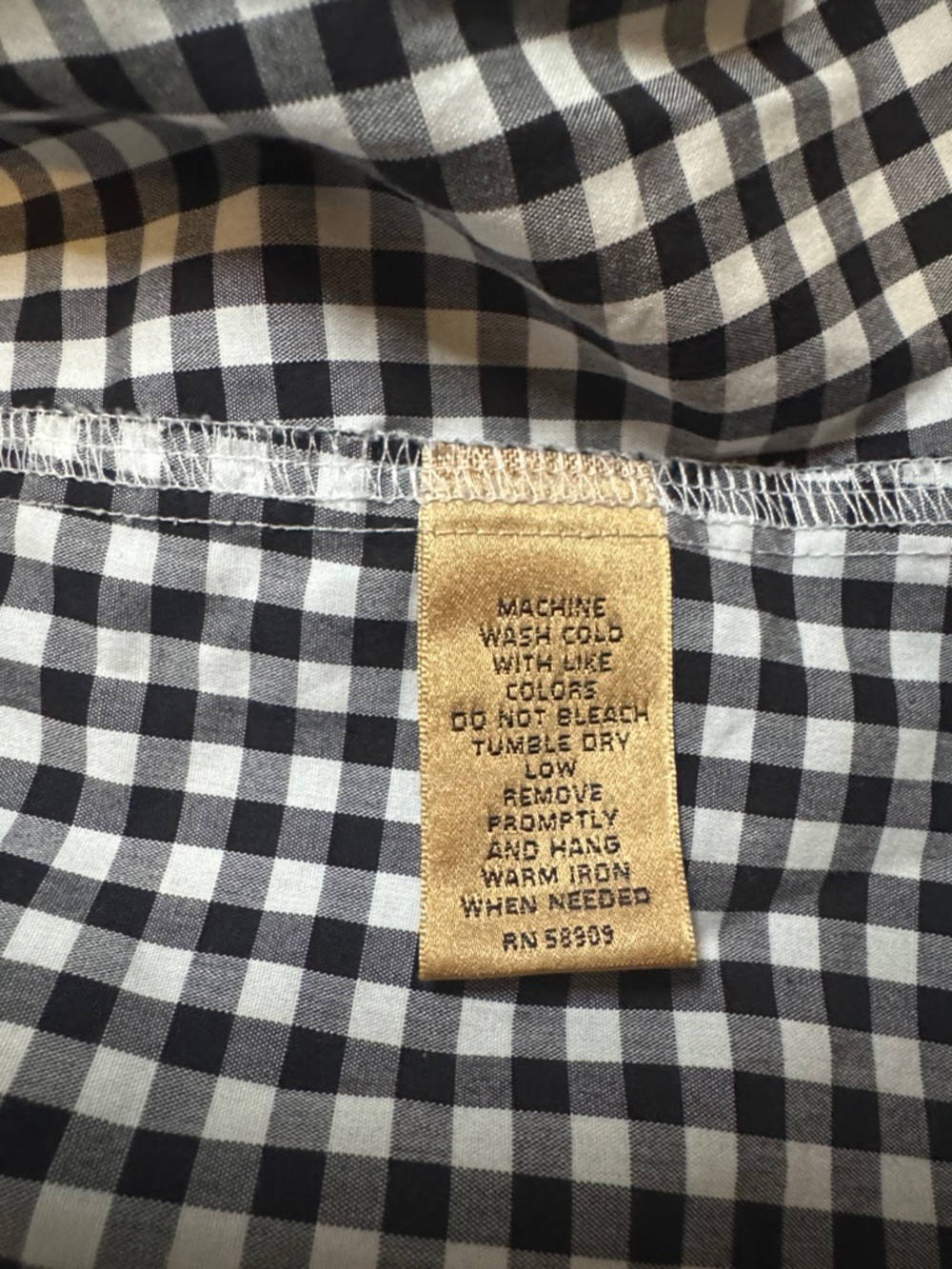 Gold Label Investments Classic Black & White Gingham Button-Up Top Size 16W - Picture 9 of 10
